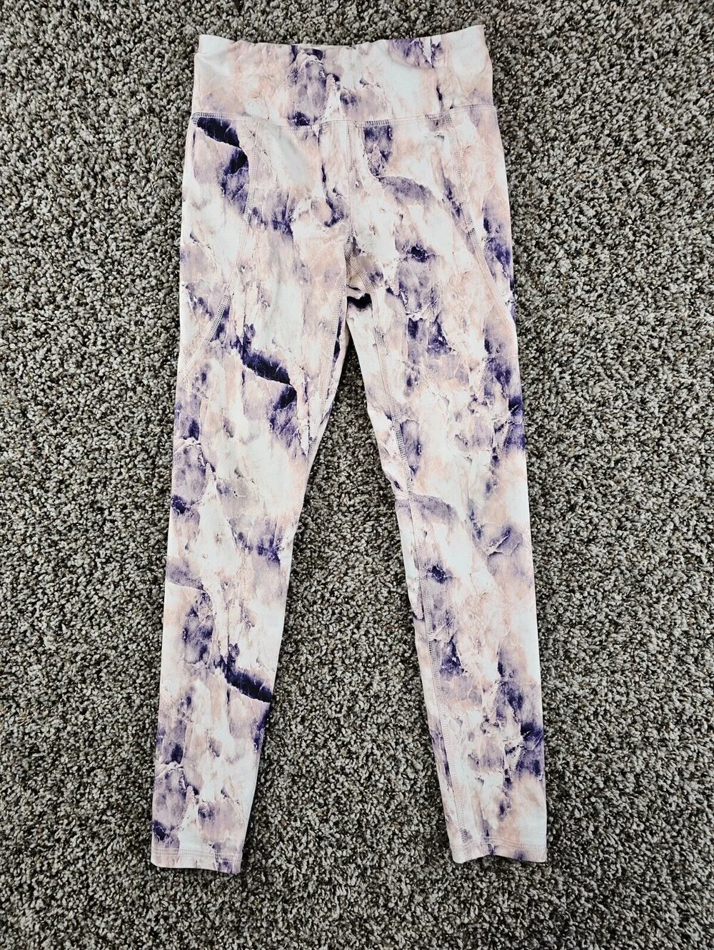 Old Navy Powersoft Girls sz M High Rise Athletic Leggings Purple Pink Marbled